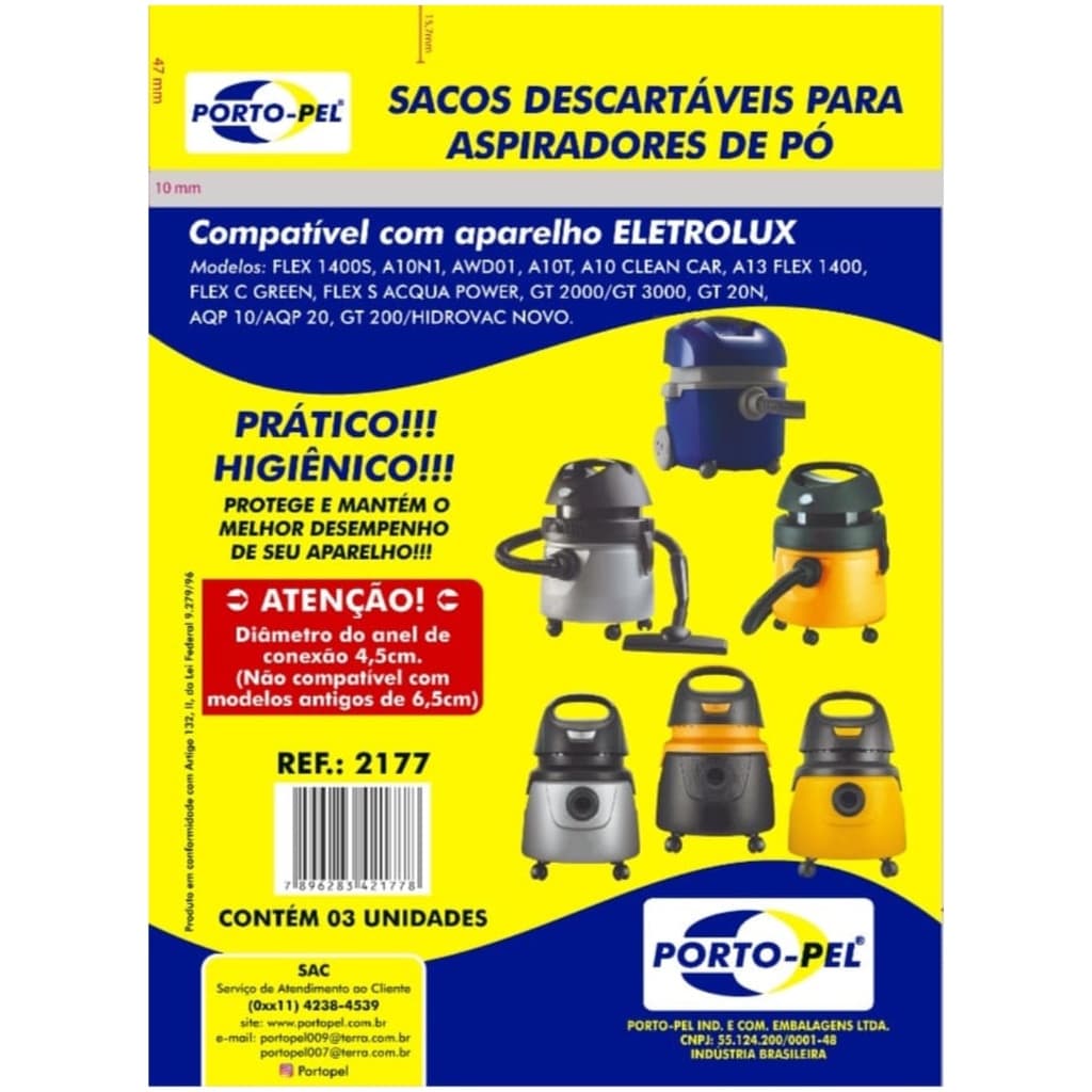 3 SACOS ASPIRADOR PO ELECTROLUX Flex1400 Awd01 Aqp20 Gt3000