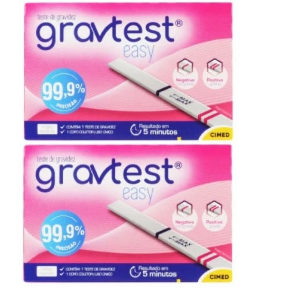 Kit 2 Unidades - Testes de Gravidez | Gravtest Easy Cimed C/ 99% de Precisão
