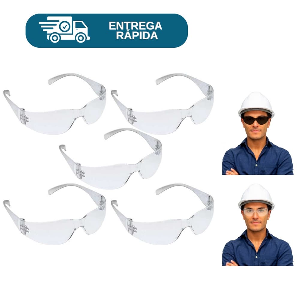 Kit 5 Óculos De Proteção Summer Tipo Leopardo Delta Plus Segurança Epi Incolor ou Cinza