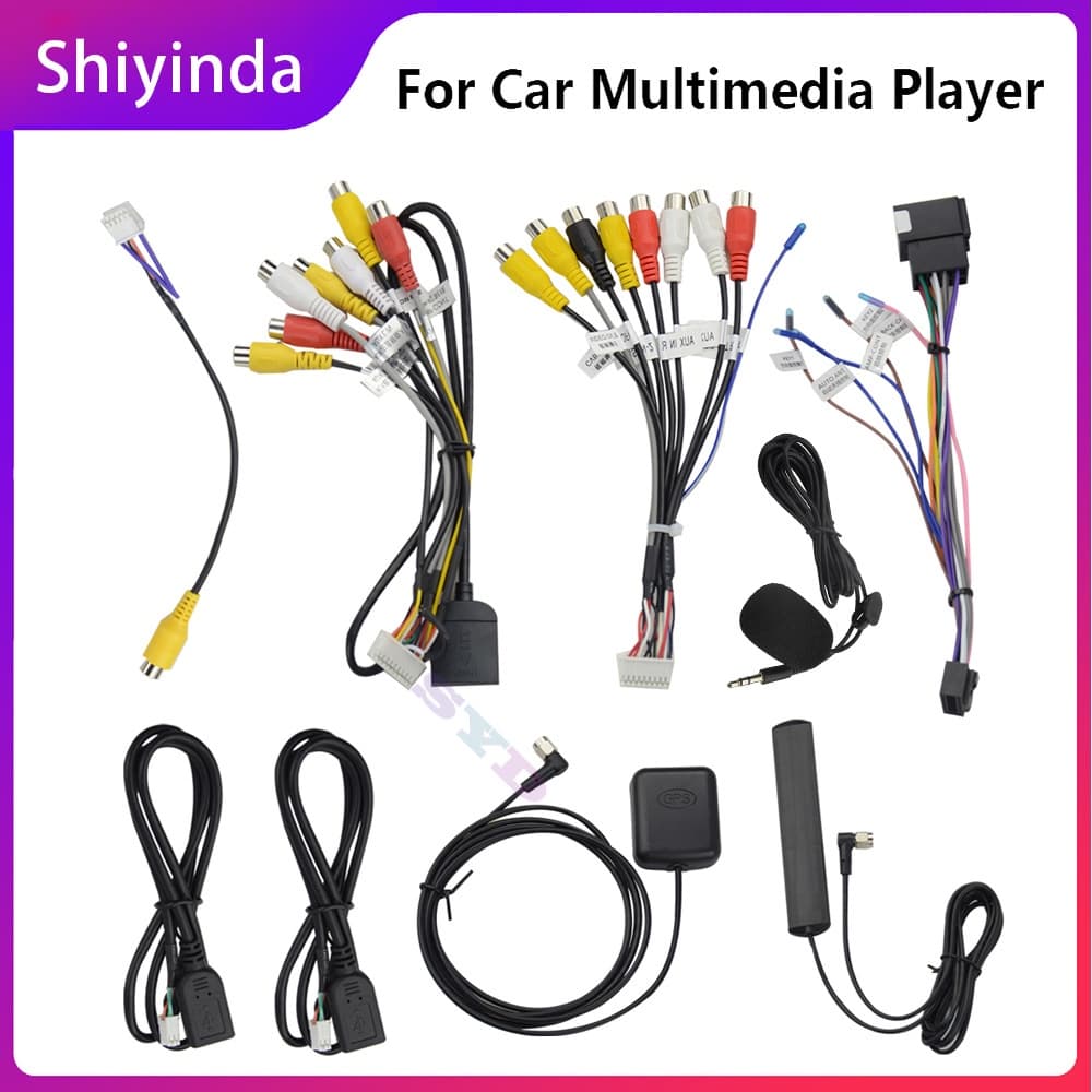 Adaptador GPS Para Rádio Automóvel 4G WIFI ISO Saída AUX Cabo De Alimentação Câmera De Visão Traseira BT RCA Interface Amplificadora Navegação