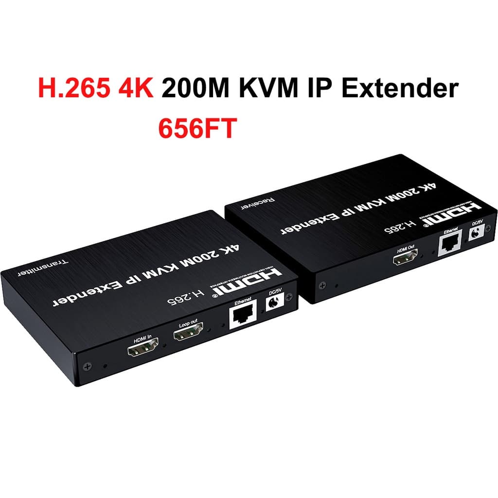 Extensor IP KVM HDMI 4K 200m Sobre Cabo Ethernet Cat6 Transmissor De Vídeo Receptor Suporte Teclado Mouse Muitos Tx A Em
