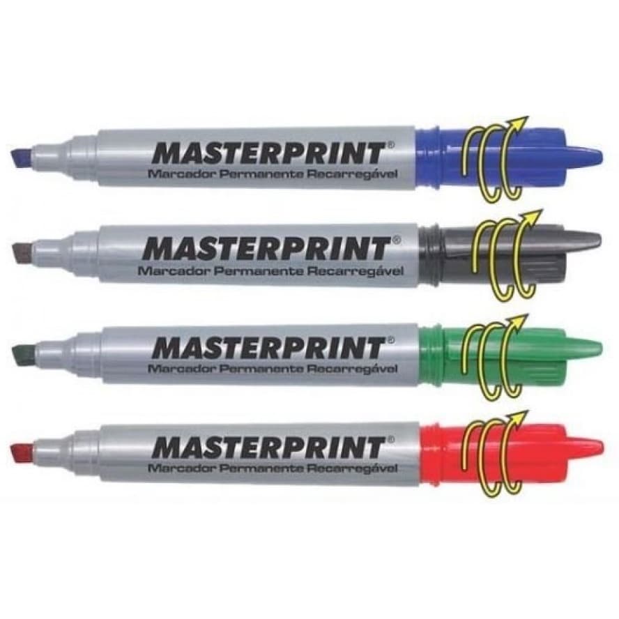 Pincel Marcador Permanente Recarregável Caneta Permanente Diversas Cores Masterprint