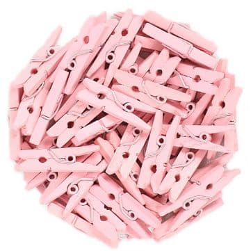 Mini Prendedor de Madeira Rosa 2,5cm - 50 Unidades - Rizzo Distribuidora