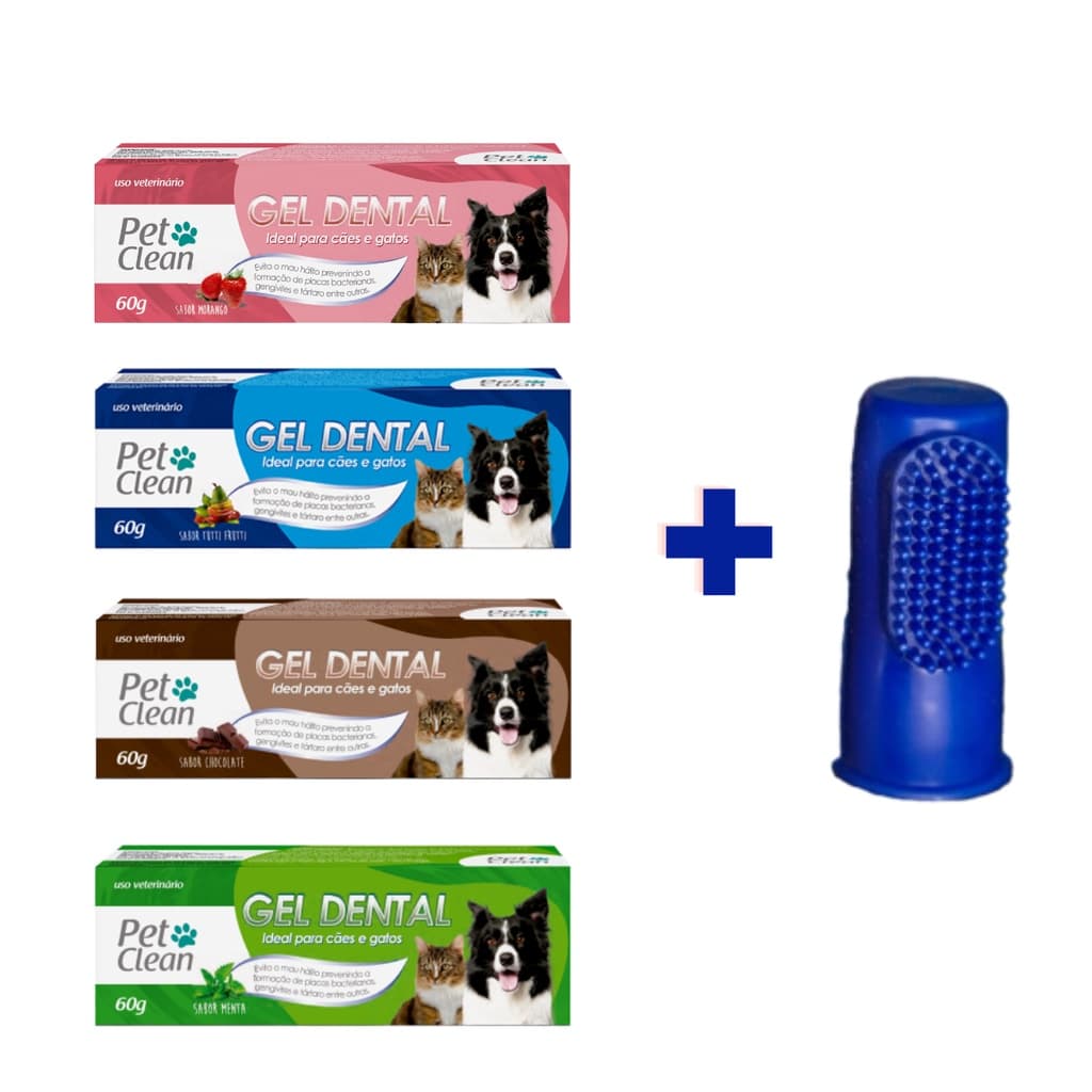 Gel Dental Pet Clean 60g + Dedeira para Cães e Gatos