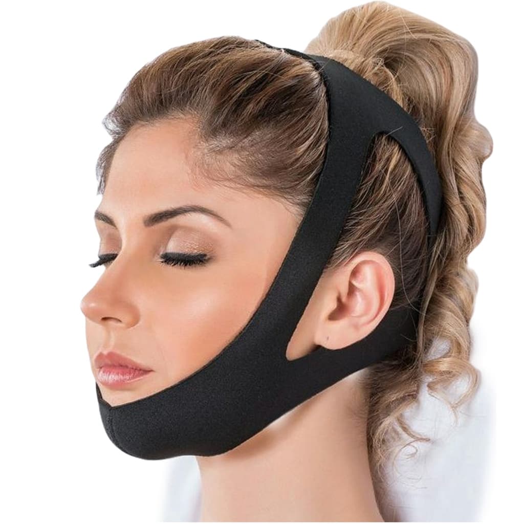 Faixa Cinta Queixeira Anti Zero Ronco Ajustável Para Dormir Sono Melhor Confortável Neoprene