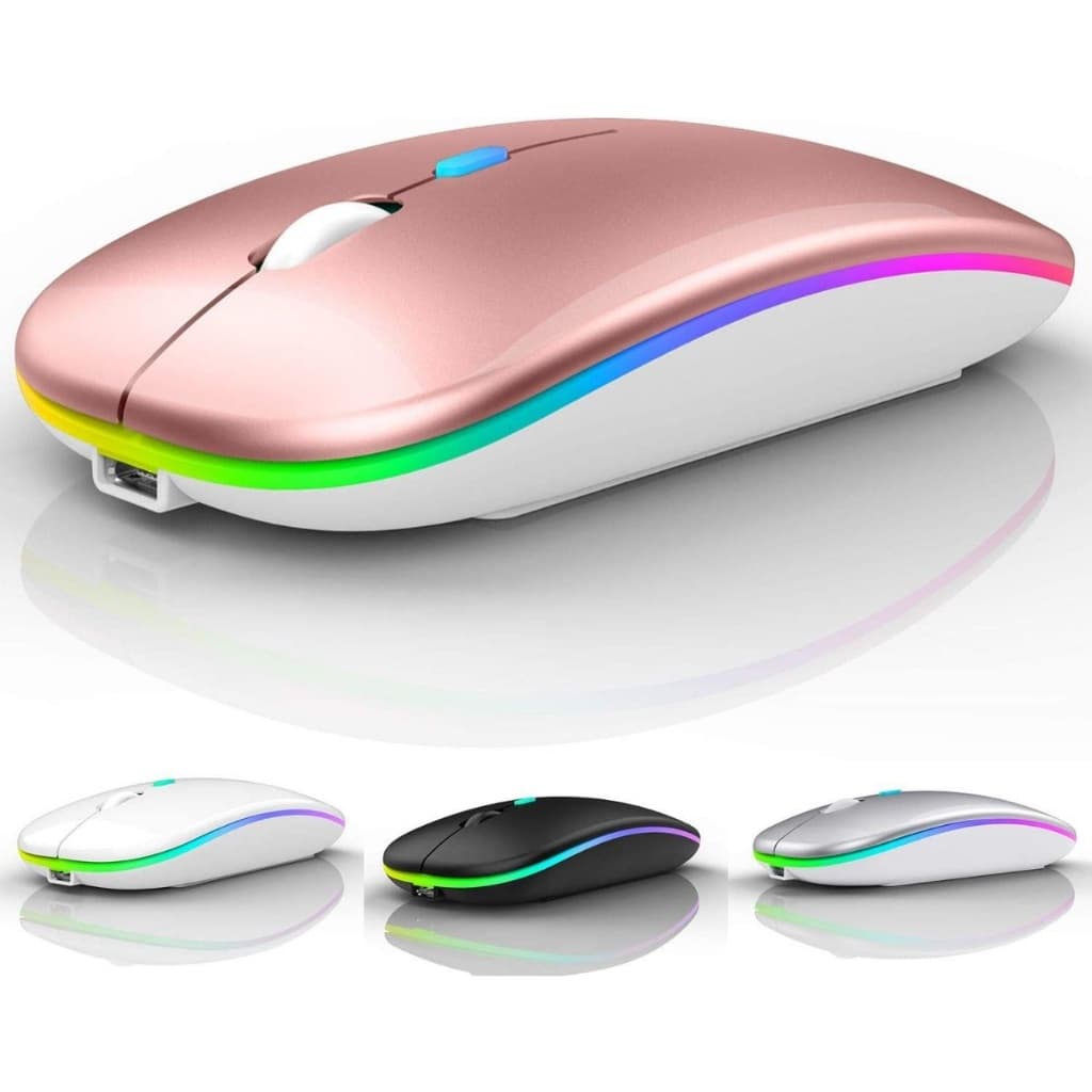 Mouse Optico Sem Fio Recarregável Led Rgb 2.4 Ghz Wirelles USB Computador Silencioso Ergonômico