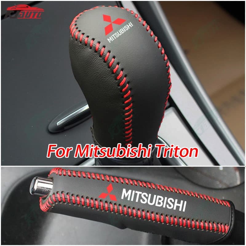 Mitsubishi Triton Luxury Leather Shift Lever Cover Operação Capa Do Freio De Mão Acessórios Para Decoração De Carros
