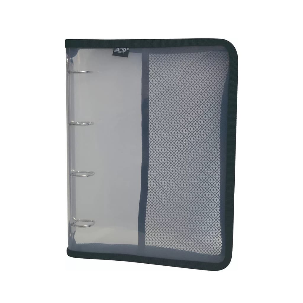 Fichário Universitário Cristal 4 Arg. C/zíper preto