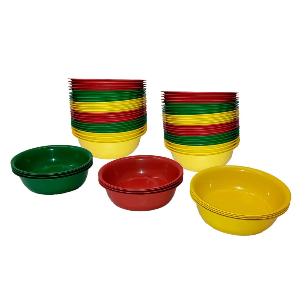 FARDO 12 BACIAS COLORIDAS 23CM RASA 1.500ML PARA FEIRANTES