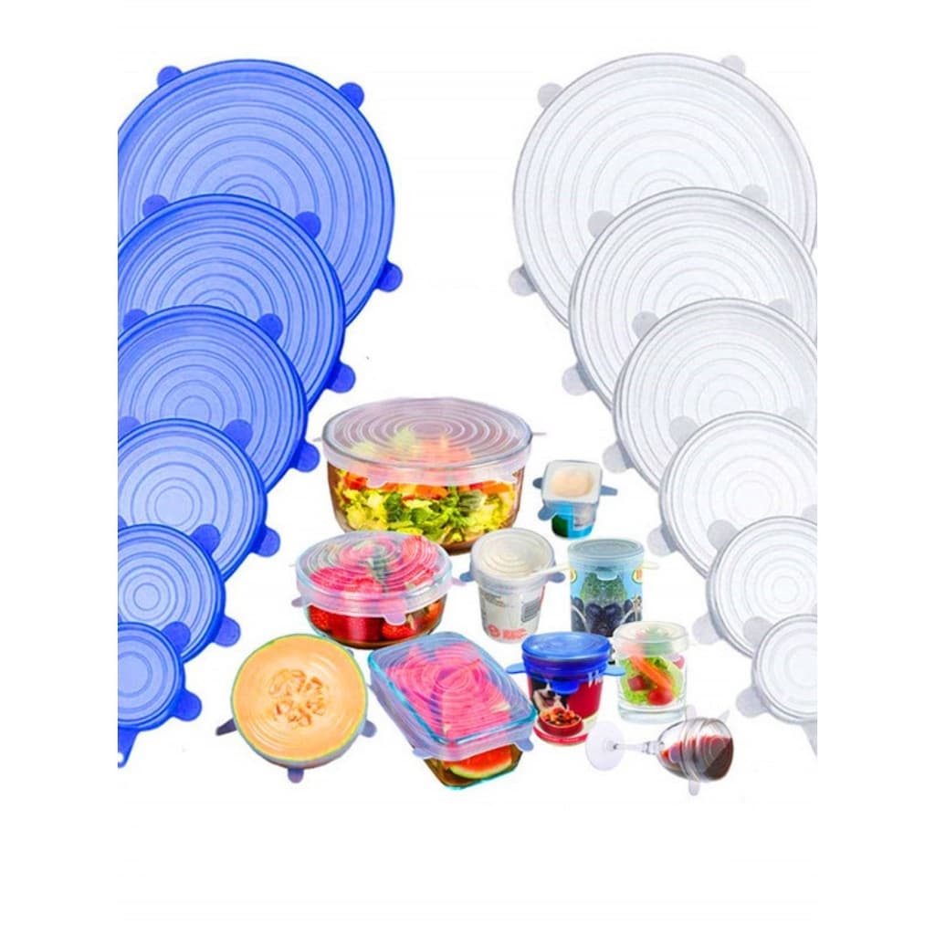 Kit 6 Tampas Silicone Panela Pote Universal Flexível Lavável Silicone Proteja sua Comida