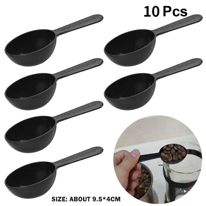 10pcs/set 7g 15ML Colher De Especiarias De Plástico Preto Medição De Café Durável Criativa De Leite Para Cozinha Doméstica