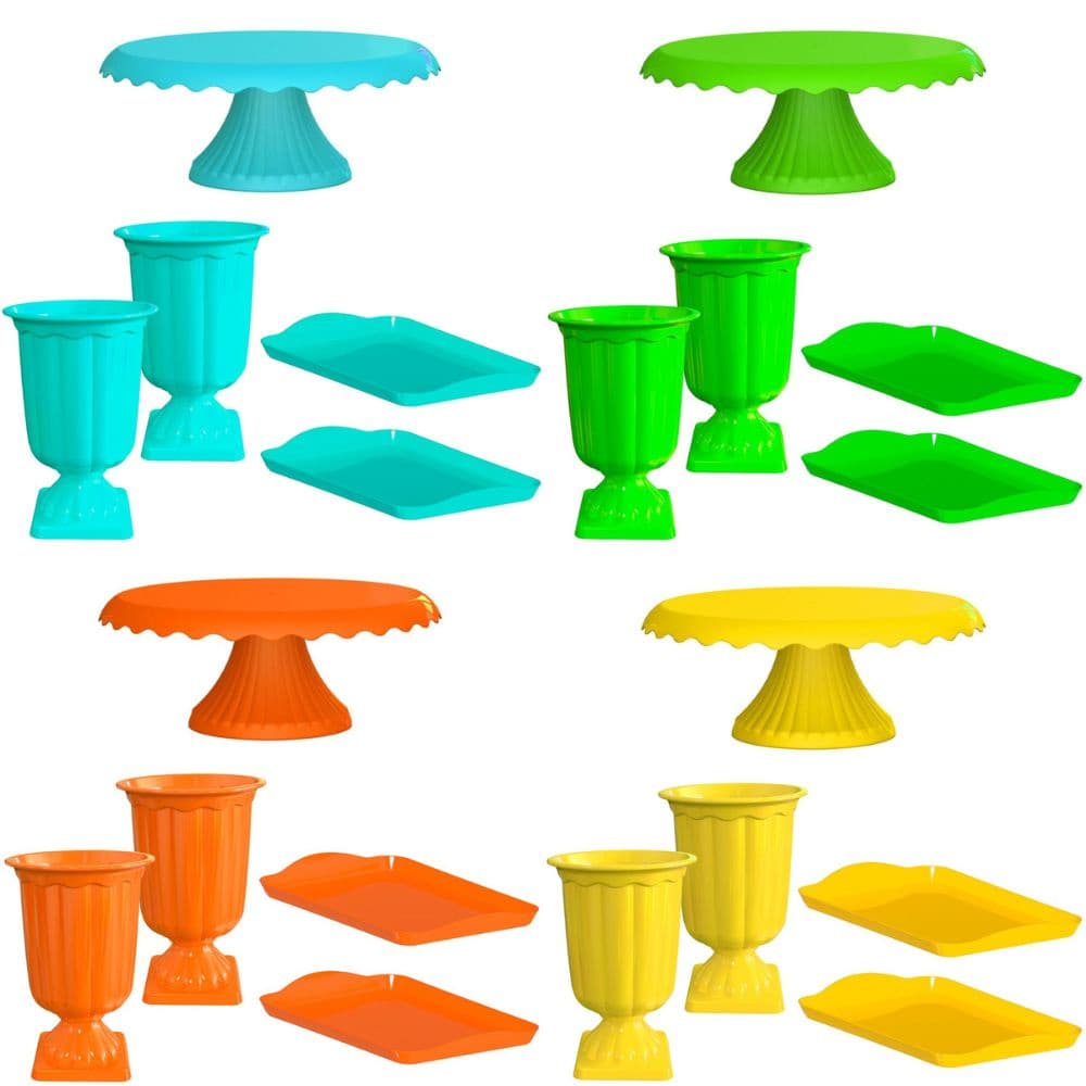 Kit 1 Boleira Cake Renda 22cm + 2 Vasos + 2 Bandejas 20x13cm