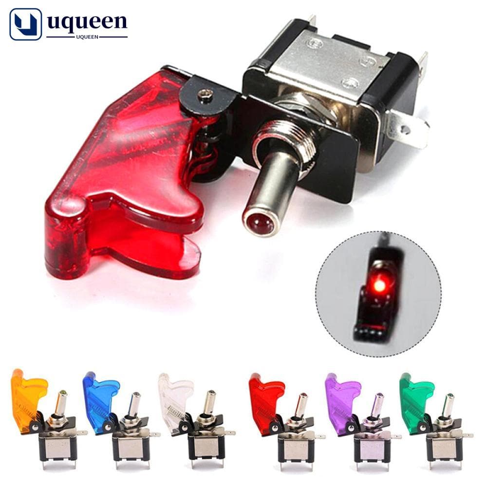 UQUEEN DC 12V 20A Auto Carboat Truck Iluminado Com Interruptor LED De Segurança De Comutação De Aeronave Flip Up Cover Guard D7P6