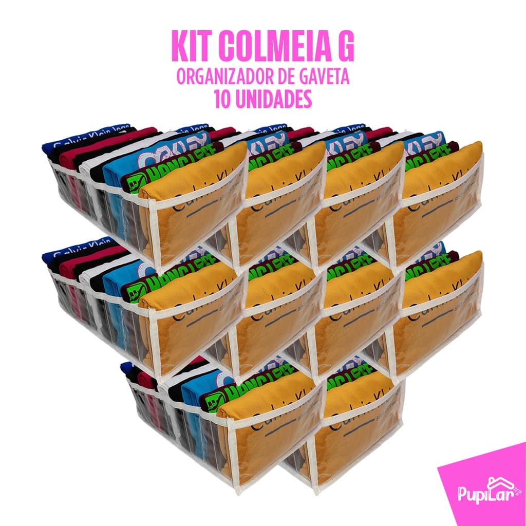 Kit 10 Colmeias Organizadoras G Para Camisetas (10x25x35) Guarda Roupas Armário  - Pupilar