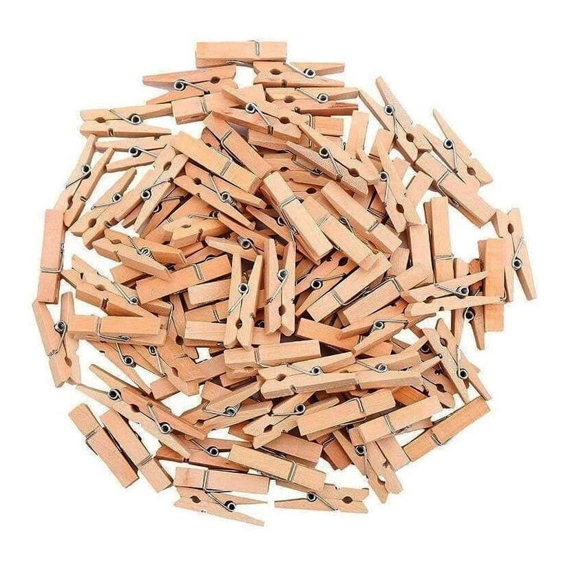 Mini Prendedor Madeira 3,5cm Com 50 Unidades Natural