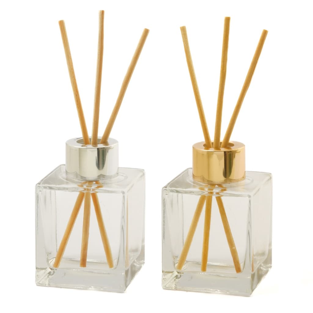 Kit 02 Vidros Cubo 100ml C/ Tampa Para Aromatizador Difusor + Varetas