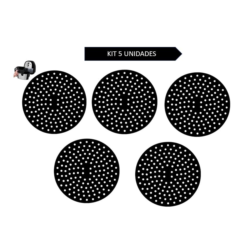Kit 5 Tapete Redondo Silicone airfryer Universal Fritadeira