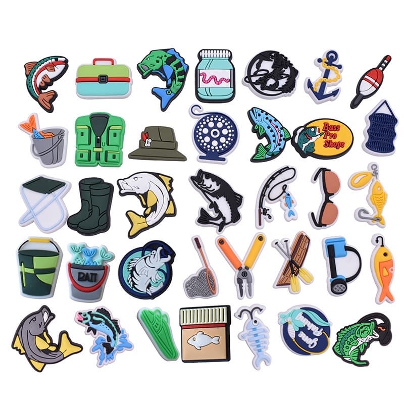 Encantos de sapatos de decorações de pesca acessórios de PVC com botão e sandálias pinos de pingente com presentes