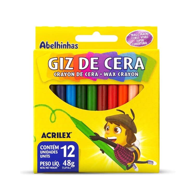 Giz De Cera C/12 Cores ACRILEX