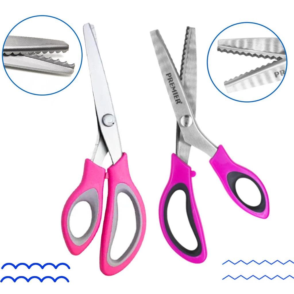 Kit Tesoura Picotar Zig Zag + Escalope Arredondado Tecidos Artesanato