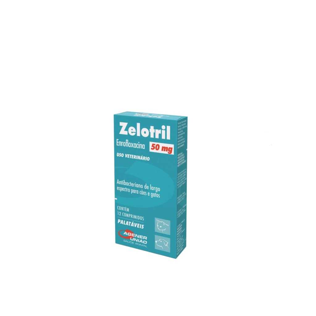 Zelotril 50mg Antibacteriano Agener Para Cães/Gatos 12Comp.