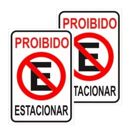 Kit com 2 Placas de Sinalização PROIBIDO ESTACIONAR 30X20 cm - Ideal para Portão e Vaga de Garagem