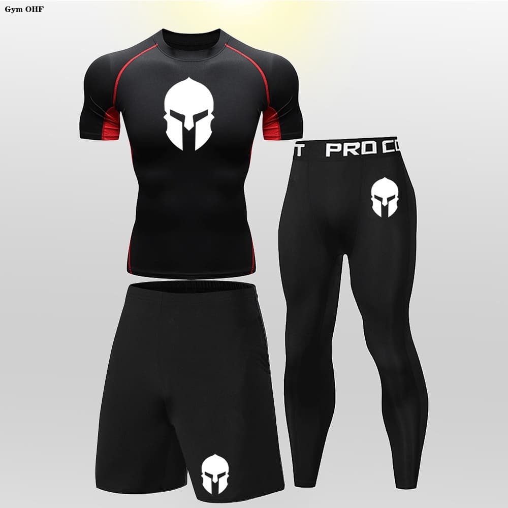 Spartan Print Fatos De Treino Para Crianças Camisetas + Conjuntos De Calças Ginásio Fitness Running Training Rashguard jiu jitsu Boys Yoga Sportswear