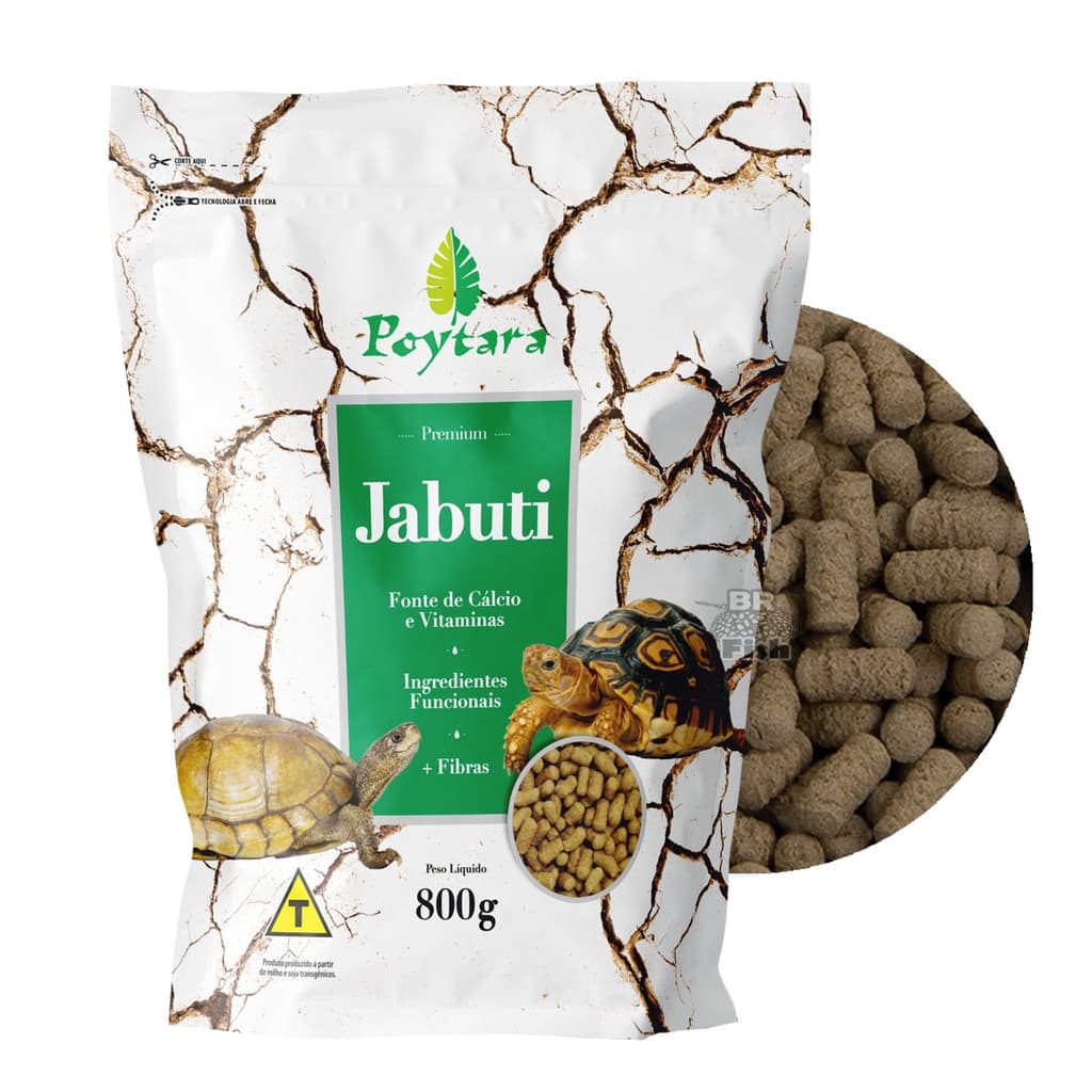 Ração Poytara Jabuti Premium Répteis Terrestres BagZip 800g