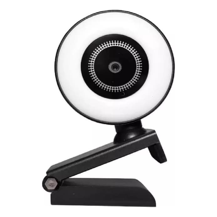 Webcam 1080p Anel Luz Led Microfone Ring Light Usb Gira 360o