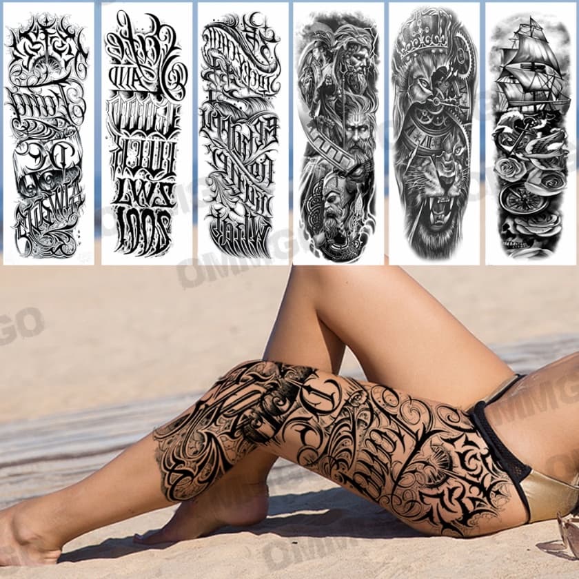 Citação Sexy Totem Tatuagens Temporárias Para Mulheres Adultas Falsos Samurai Bússola Barco Tatuagem Autocolante Perna Impermeável Tatoos Decalque Novinho Em Folha