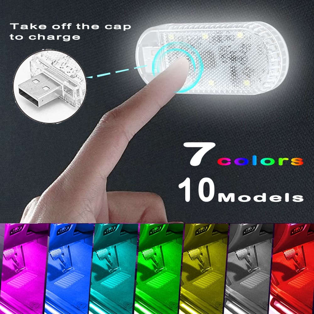 2023 Nova Luz De Toque Para Carro Upgrated 10 Lighting Modelo USB Lâmpada LED Recarregável Mini De Teto Com Pé Automático