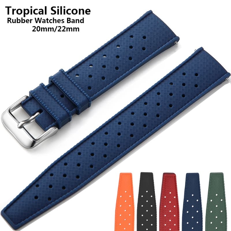 New Tropical Rubber Strap for Quick Release Watch Band 20mm 22mm Silicone Tropic Strap Smart Watch Strap