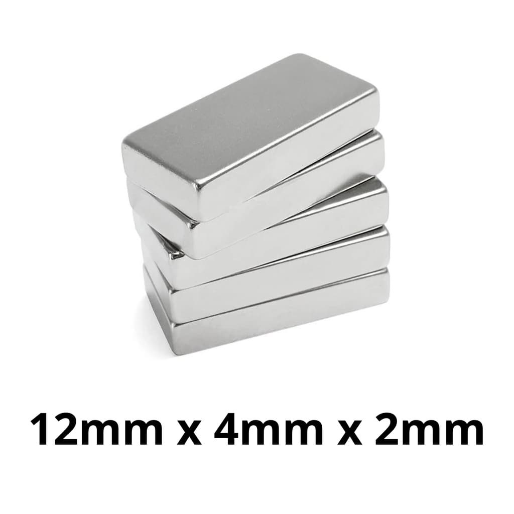Kit 20 Peças Imã Neodímio Potente Bloco Magnético N35 12 x 4 x 2 mm Pequeno Super Forte