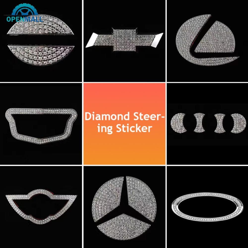 1Set Bling Diamond CarI nterior Volante Logotipo Decalque Acessórios Autocolantes Emblema Metálico Adaptado Para BMW