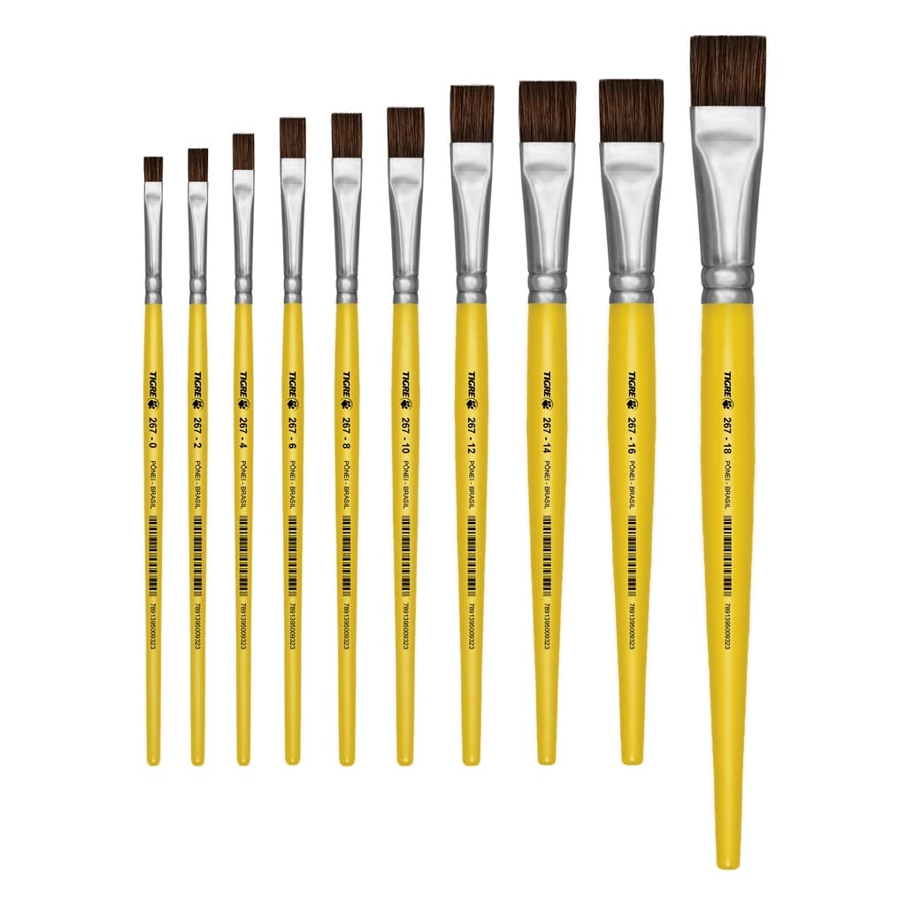 Nao é Um Kit ! Pincel  Chato Tigre 267 Pelo De Ponei  Artesanato em Geral