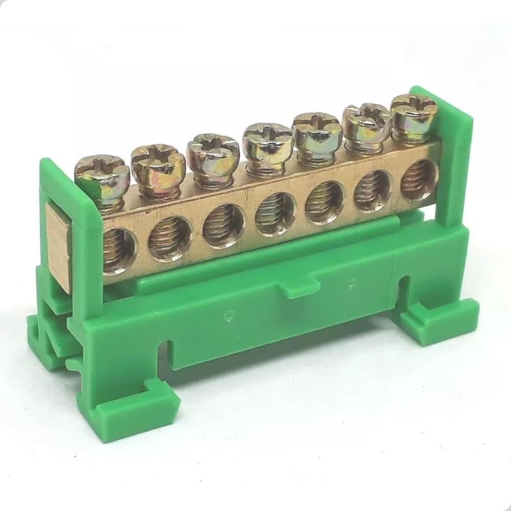 Barramento Borneira Terra 7 Vias Verde 1,5-16mm²