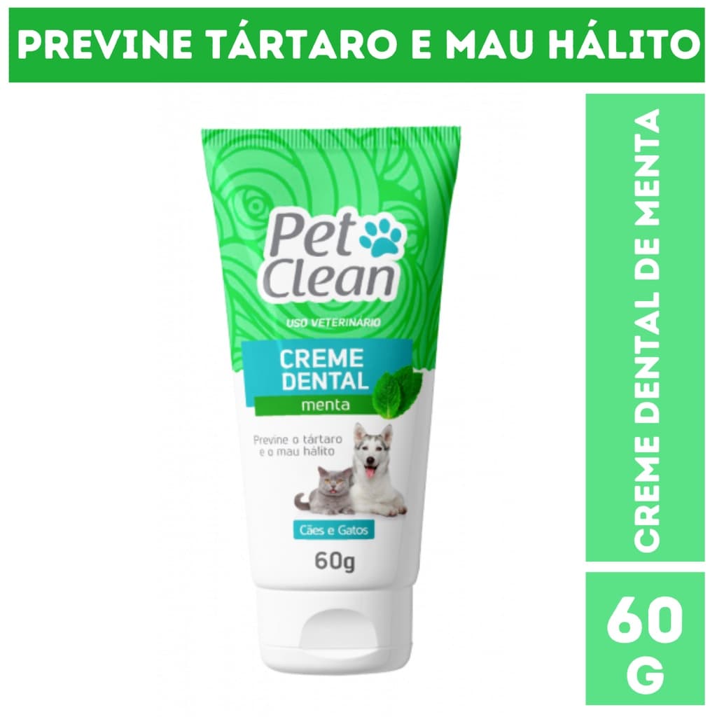 Creme Dental Menta Pet Clean para Cães e Gatos - 60 g