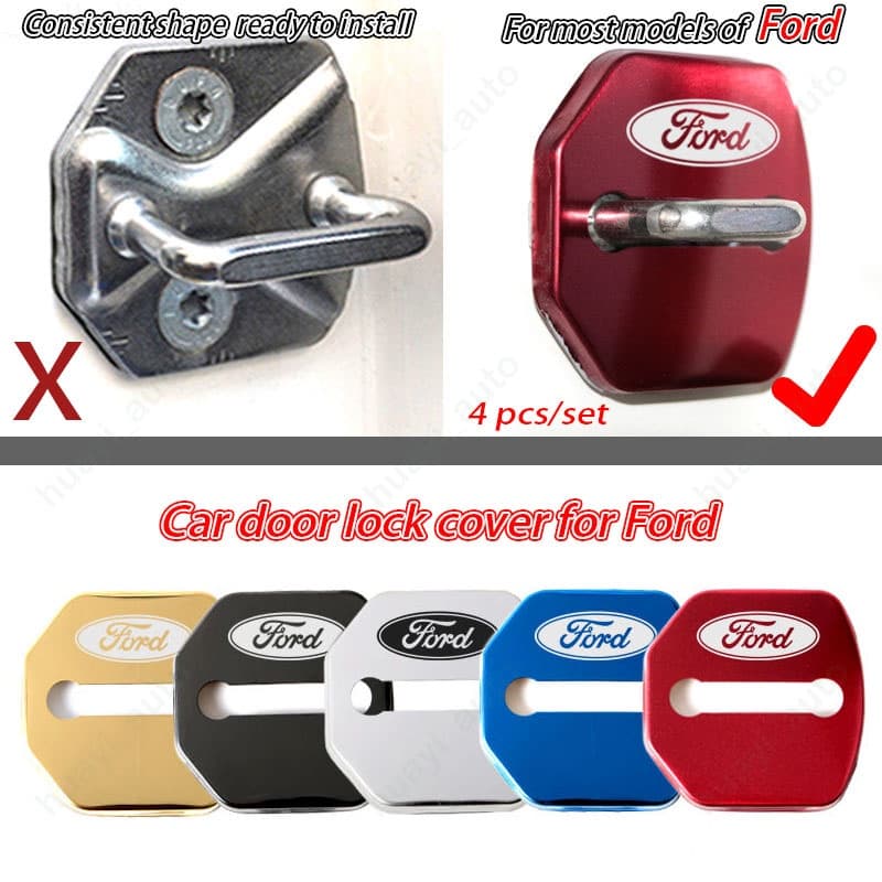 4pcs/set Tampa Da Fechadura Porta Do Carro Decoração Protetora Aço Inoxidável Para O Ford Ranger Bronco Focus Kuga Ka EcoSport Territory Transit Série F Maverick Figo Acessórios