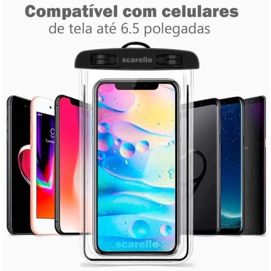 Capa Celular Bolsa Case Impermeavel A Prova D'água Transparente Universal Praia Piscina Foto De Baixo De Agua