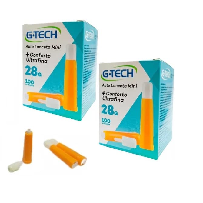 KIT 200 Auto Lancetas Mini 28g  Ultrafina Conforto -G-tech