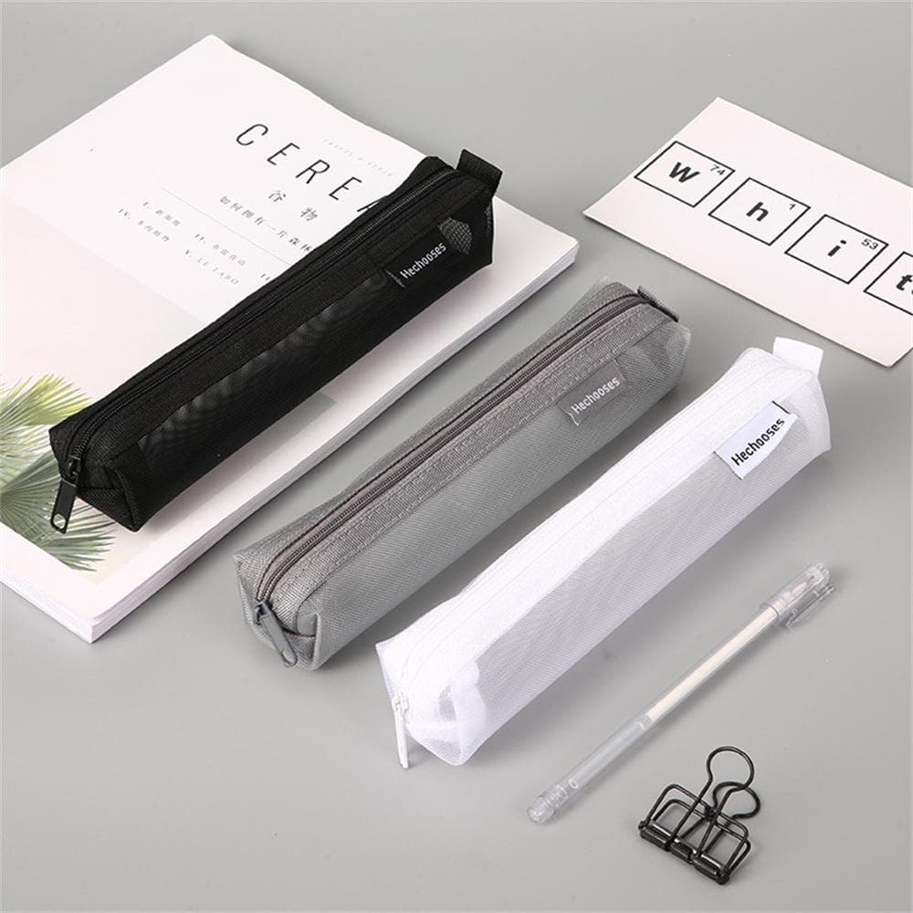 Estojo De Caneta De Malha Transparentebolsa Transparente Bolsa Kawaii Presentes Grande Capacidade Portátilmini Papelaria