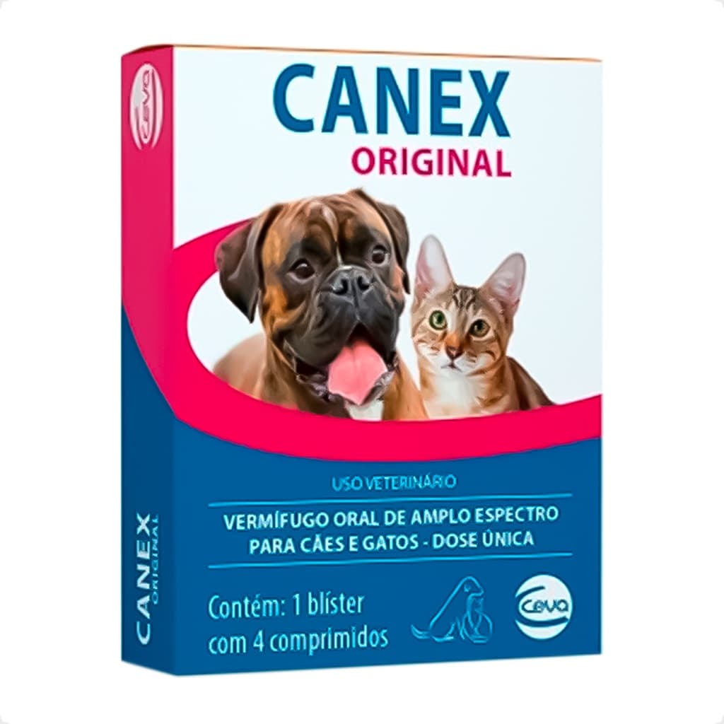 Canex Original Ceva Vermífugo Oral para Cães e Gatos - 4 Comprimidos