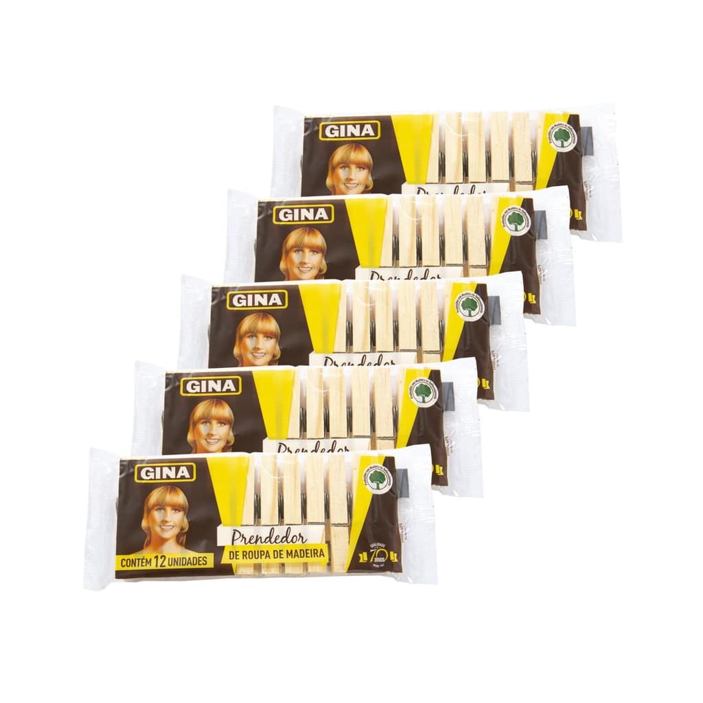 Prendedores de madeira Gina para varal 60 unidades