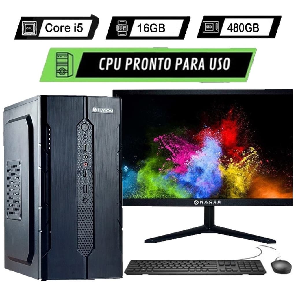 Computador Completo I5 + 16gb Memória + 480gb Ssd Monitor 19