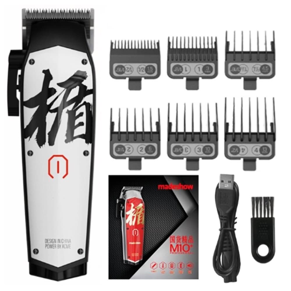 Maquina de Cortar Cabelo Madeshow M10 Branco 5 Velocidade Profissional