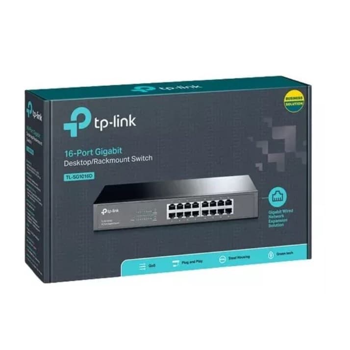 Switch 16 Portas TP-Link Gigabit 10/100/1000 Mbps Rack/Desk - TL-SG1016D