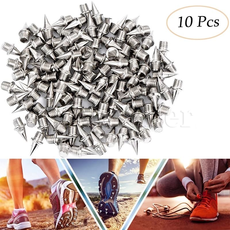 10 Pcs/Set Sapatos Esportivos De Atletismo Substituíveis Espigões Prata Universais Antiderrapantes Pregos Em Espiral Aço Inoxidável Durável