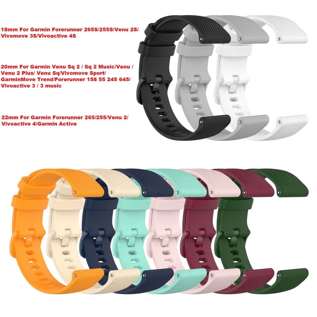 Pulseira De Relógio De 18mm 20mm 22mm Para Garmin Forerunner 265 265S/GarminMove Tendência/Venu SQ 2 Música Silicone