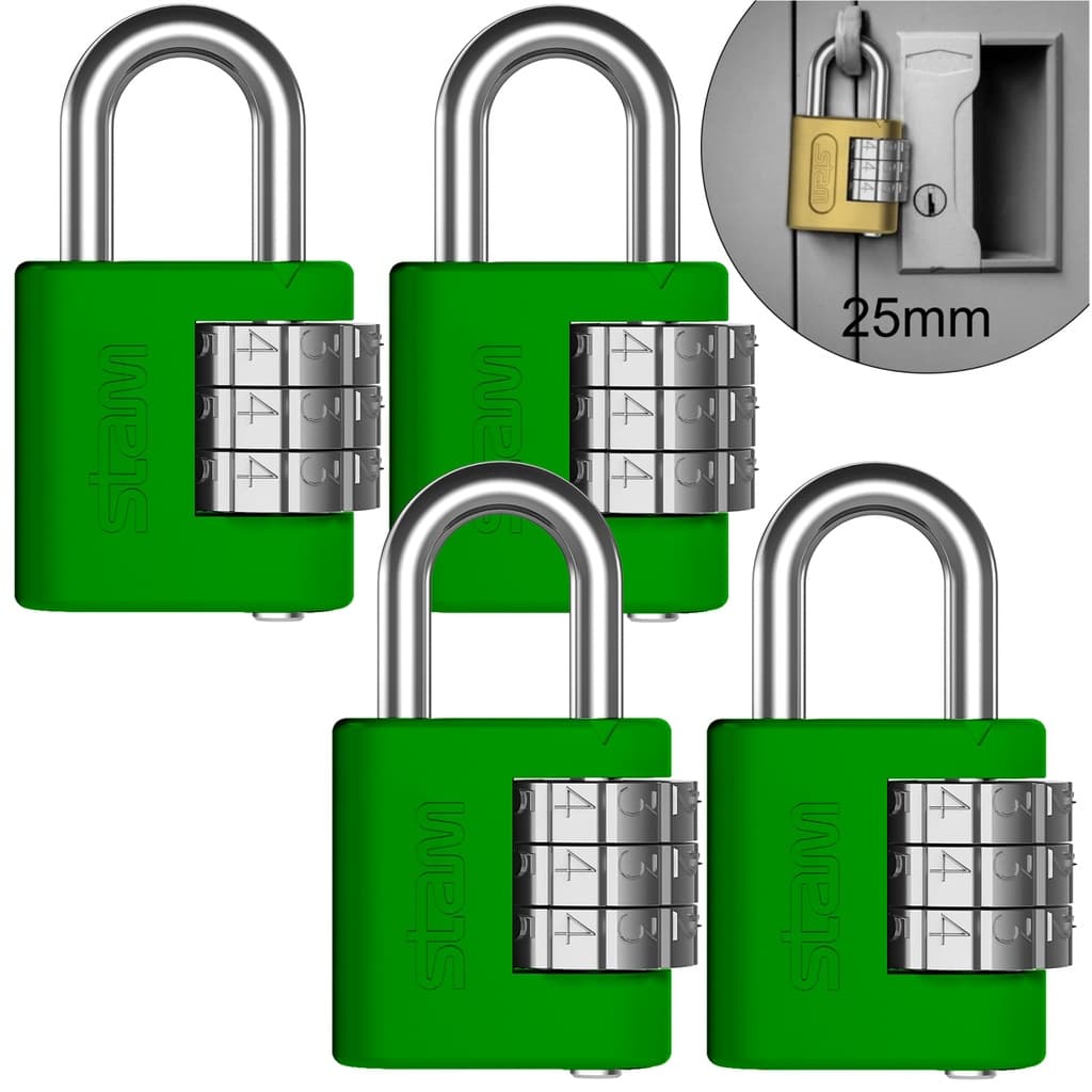 Kit com Cadeado Segredo 25m para Malas, Armarios e Bicicleta