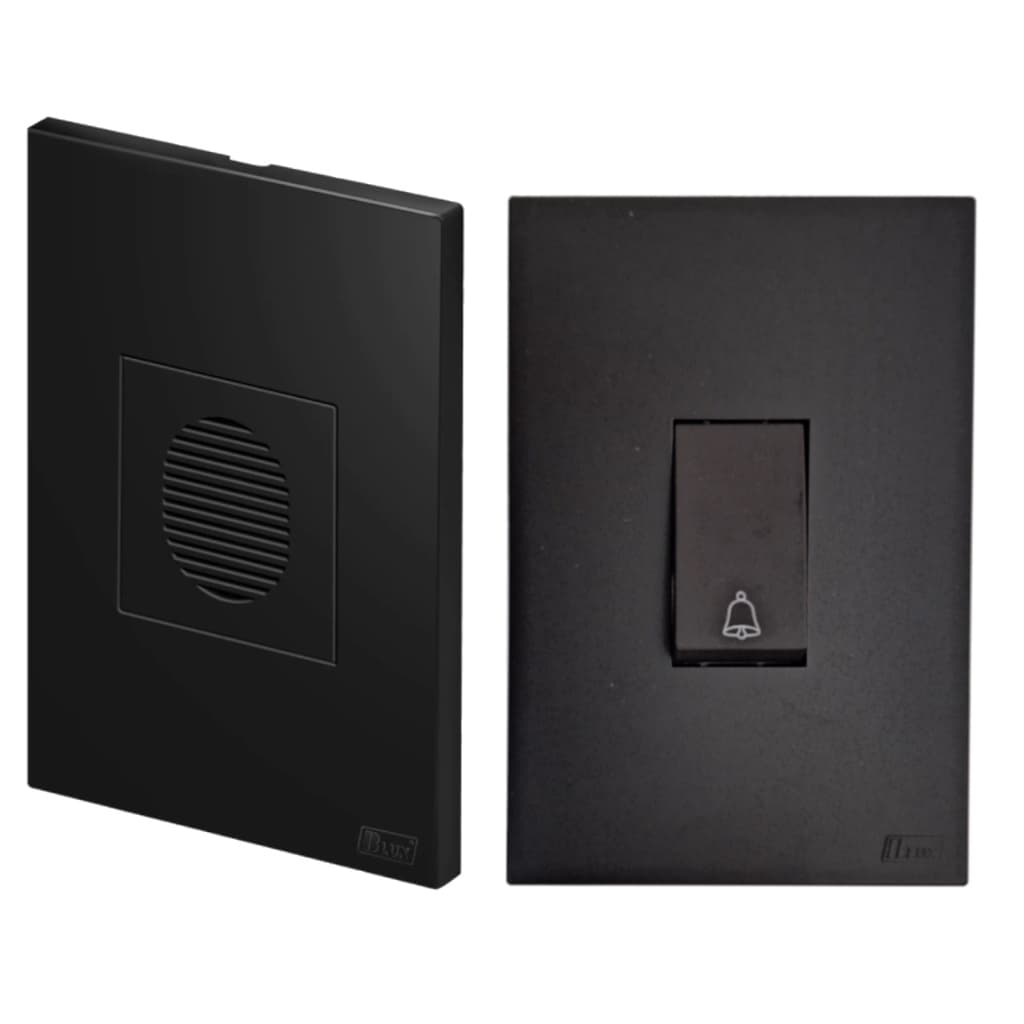 KIT Campainha Residencial  Com Fio Cigarra Recta Satin Black